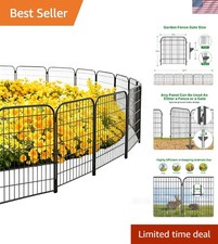 Elegant 6 Panel Rustproof Garden Fence - Decorative Pet Barrier 32in H x 15ft L