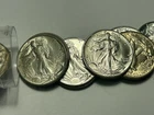 1942 BU WALKING LIBERTY PARTIAL ROLL / 10 COINS - SHARP ROLL
