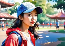 Figurative Portraits Active Tomboy Spirit Canvas Wall Art 28x20" (71x51cm)