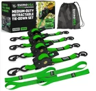 Rhino USA Retractable Ratchet Straps 4-Pack 1 Inch For x 10 Feet Green