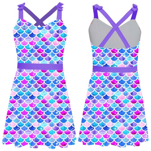 Girl One Piece Swimsuit with Skirt Bathing Suit Swimwear Bathing Suit Hawaiian - Picture 37 of 63