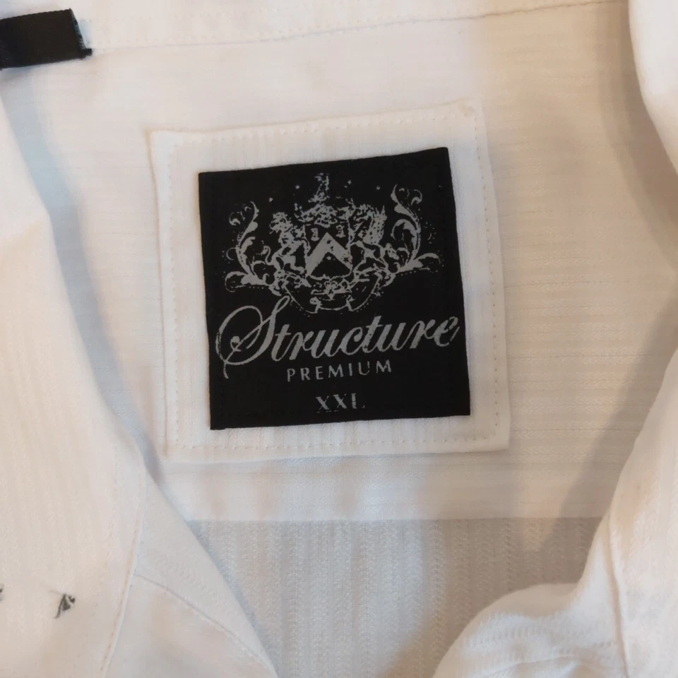 Structure Gaucho White Button Up Shirt 2xl  Long Sleeve Western Cowboy Casual - Image 4 of 4