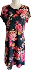 Neiman Marcus Short Sleeve Floral Dress Women’s Lg Made In USA