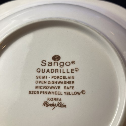 Vintage 1980s Sango Quadrille Semi-Porcelain Pinwheel Yellow Salad Bowl - Picture 3 of 5