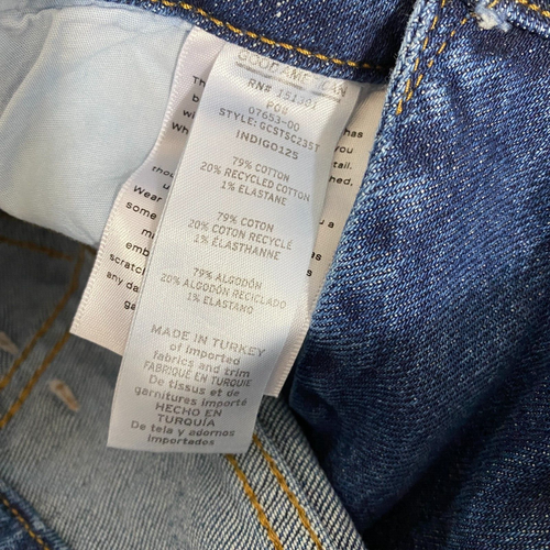 Pantalones de mezclilla rectos Good American Good Curve talla 2/26 lavado oscuro dobladillo crudo - Imagen 7 de 7
