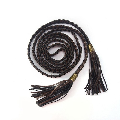 Womens Belt Tassle Thin Braided Style Waist Ladies Rope Dress Woven Self Tie UK. - Picture 9 of 12