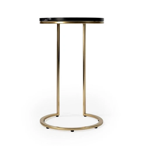 Butler Specialty Transitional Shounderia Marble Accent Table In Black And Gold - Picture 6 of 9