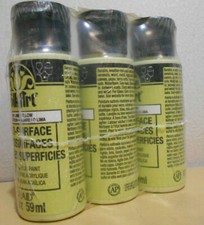 Pack of 3 New FolkArt Multi-Surface Satin Acrylic Paints - Lime Yellow, 2 oz.