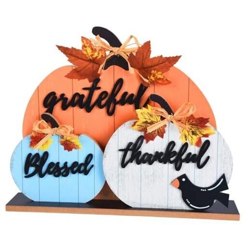 Fall Decorations for Home Farmhouse Wooden Fall Pumpkin Decor Indoor Grateful
