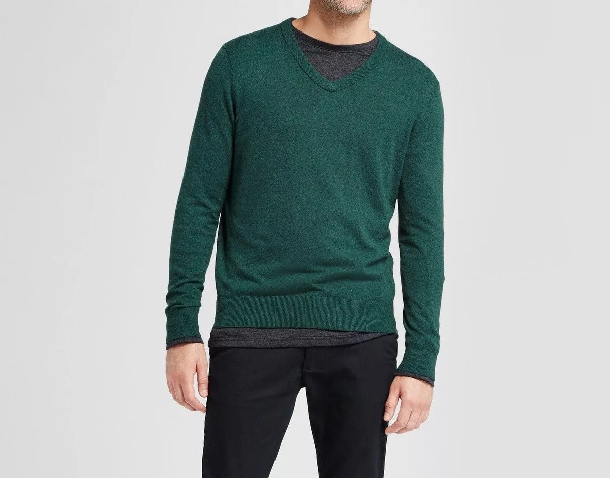 Goodfellow Co Men s Lightweight V Neck Pullover Sweater Green