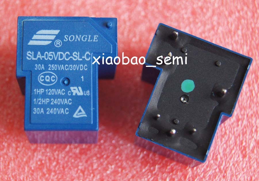 10-Pack SONGLE SLA-05VDC-SL-A Relays - 4-Pin, 30A, 250VAC/30VDC, T90, Bulk Pack