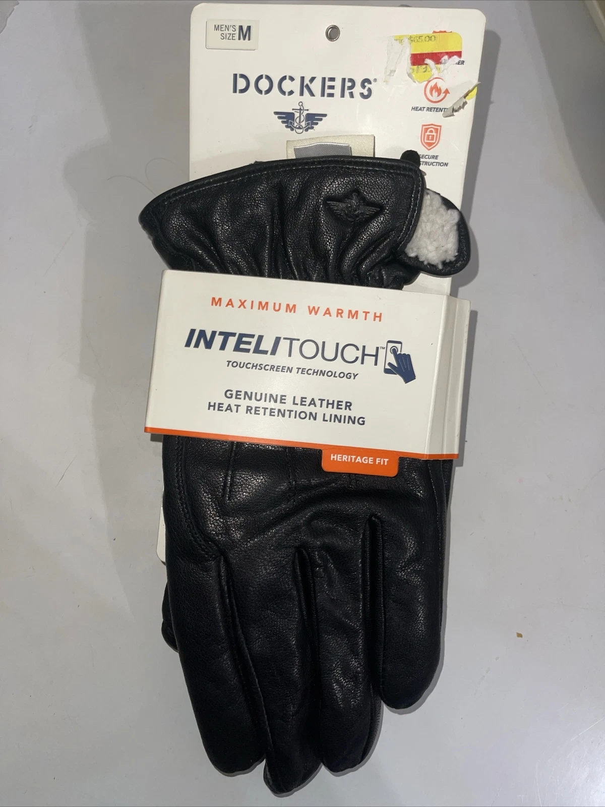 Dockers Men LEATHER Winter GLOVES Sherpa Lined Heat Retention Touch Screen XL L