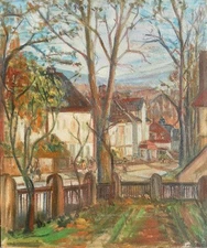 WILLIAM RALPH WATSON 1881-1968 QUEBEC AMERICAN ORIGINAL OIL PAINTING TOWN SIGNED