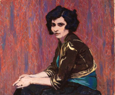 Oil painting young noblelady woman seated Bagdad-Allen-Tucker handmade on canvas