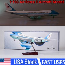 1:150 Air Force 1 Boeing 747 Airplane Model Ornament W/ LED Light Wheel Gifts US