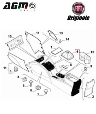 Kopfh?rer Schalthebel Handbuch IN Leder Original Fiat Tipo 2015-21 