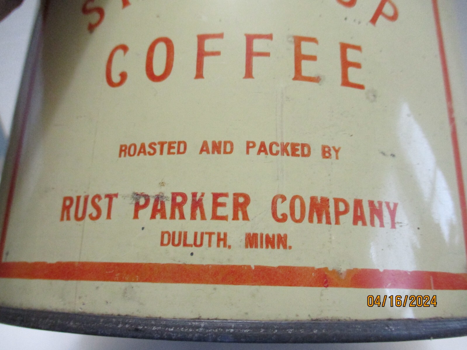 Vintage STAR CUP COFFEE Tin 3 Pound Can Rust Parker Duluth MN Bail