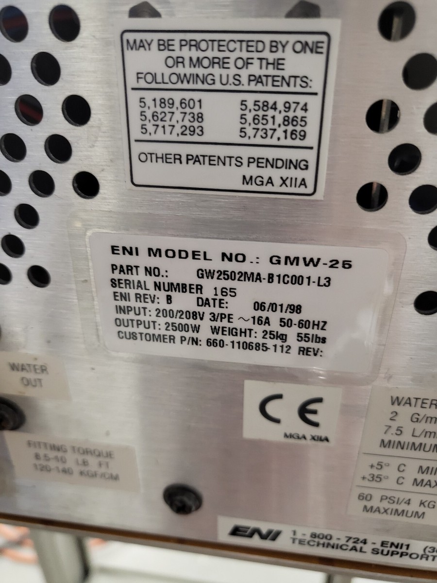 GW2502MA-B1C001-L3 / GMW-25 RF GENERATOR 2500W 660-110685-112 REV