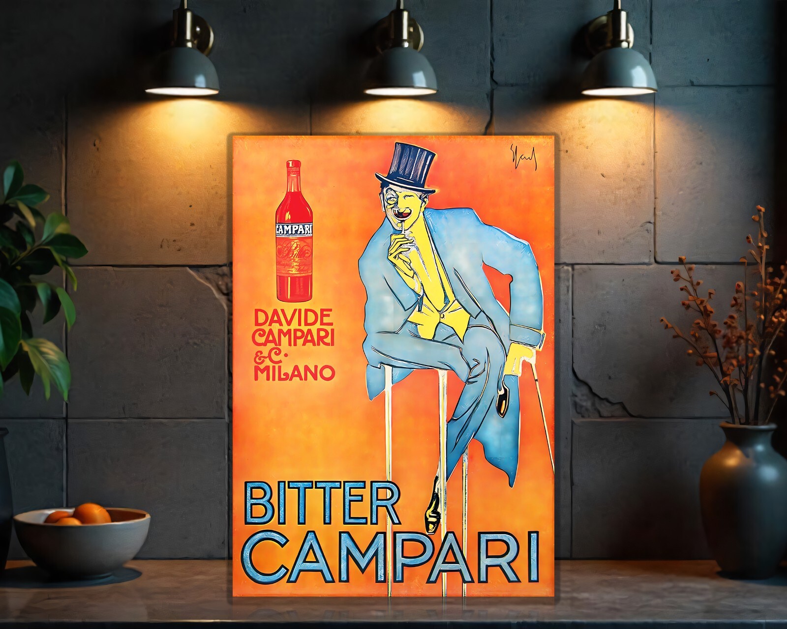 Vintage Bitter Campari Milano Sign – Elegant Gentleman Edition – XL (60x40 cm)