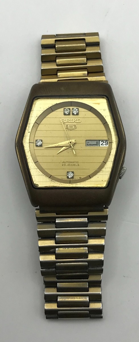 RARE ORIGINAL 6349-6060 SEIKO 5 STONE STUDDED DIAL HEXAGONAL MEN