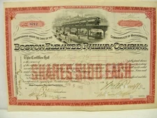 Boston Elevated Railway Company Stock Certificates Issued (1896 to 1905)