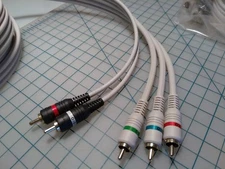 SET OF 2 Python-Style Audio/Video 5-Head COMPONENT CABLES~12 FT EA~RCA~STEREN