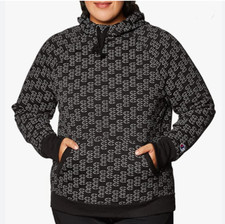 NEW CHAMPION BLACK POWERBLEND FLEECE ALL OVER PRINT HOODIE HOODED SWEATSHIRT XS