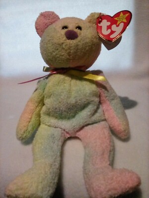 Ty Beanie Baby Groovy Bear with RARE Tush Tag Let's Party Like It's 1999!!
