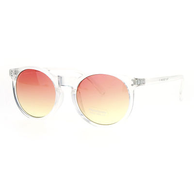 Clear Frame Sunglasses Round Keyhole Retro Fashion Color Gradient Lens