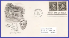 USA3 #1303 ADDR ARTMASTER FDC STR2  Abraham Lincoln