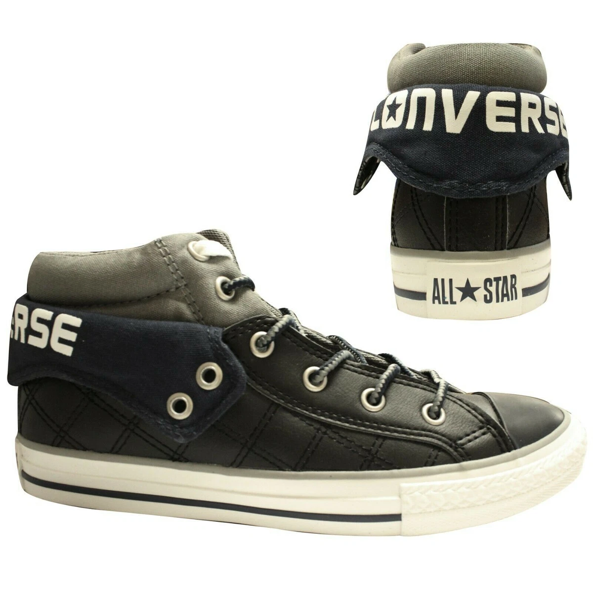 Converse Chuck Taylor CT PC2 Mid Black Leather Kids Youths Trainers 336055C Y10B eBay