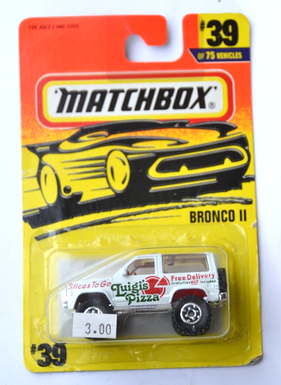 Matchbox Ford Bronco II #39 Luigi’s Pizza 1997 White