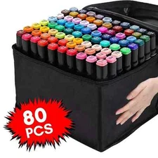 80 Colors Markers Graphic Drawing Painting Alcohol Art Dual Tip Sketch Pens Kit