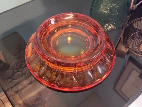 Ashtray MCM Red Amberina Rare No Chips Pre-owned 7 3/4"x 2 1/4" Weight 3# - Picture 7 of 8