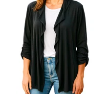Pure Energy Black Jacket Top Waterfall Tab Sleeves womens 4X