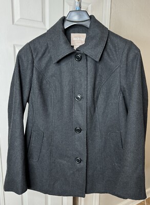 White Stag Wool Blend Jacket Womens Plus Size 1X 16W Gray Button Up Lined