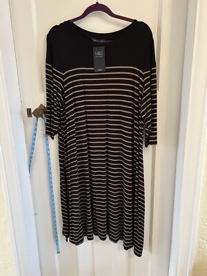BNWT MARKS & SPENCER COLLECTION CAMEL MIX A LINE TUNIC DRESS SIZE 22 LONG