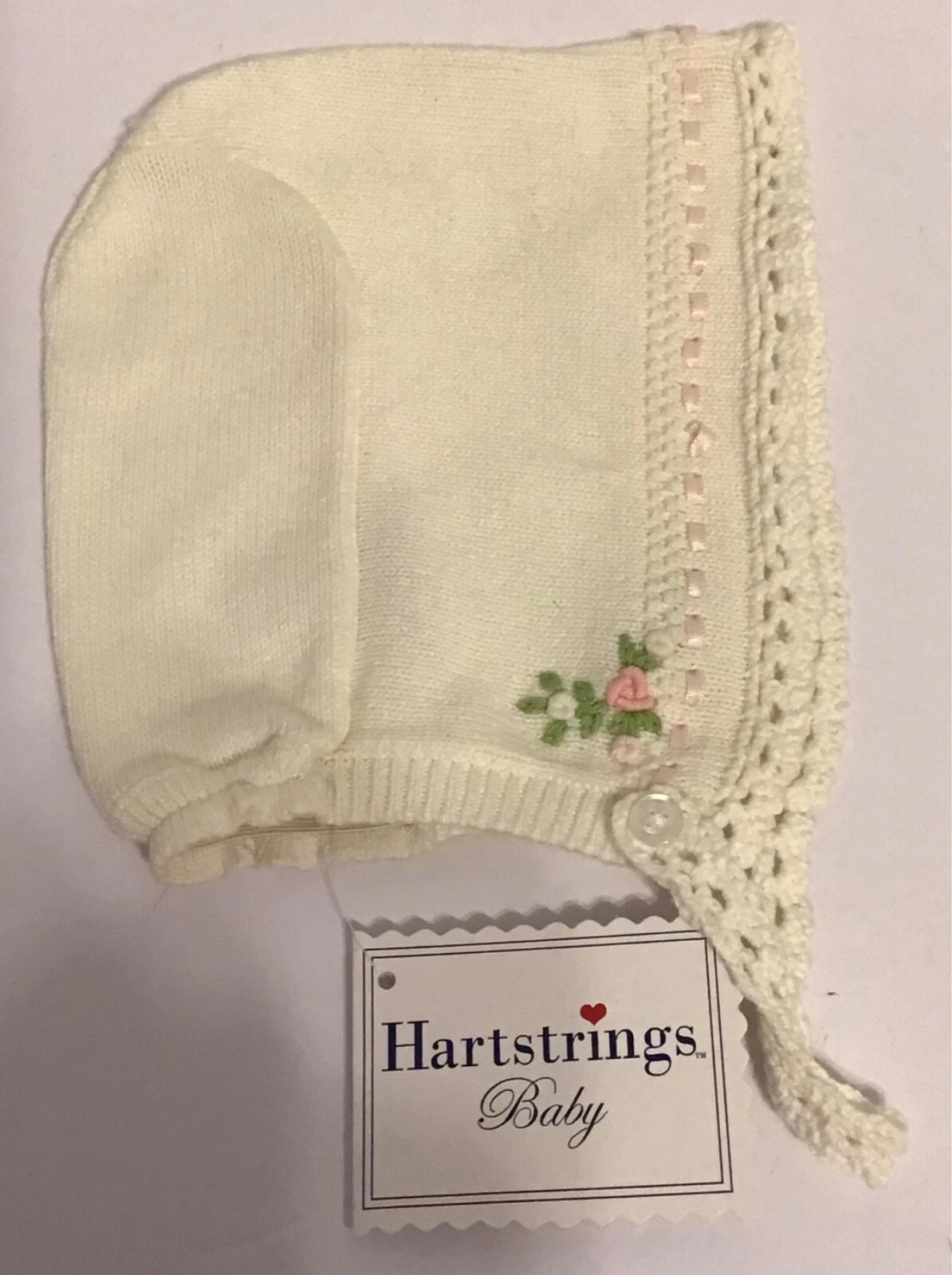 Baby Heartstrings White Sweater Bonnet Hat
Opens in a new window or tab