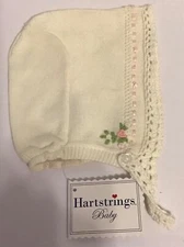 Baby Heartstrings White Sweater Bonnet Hat