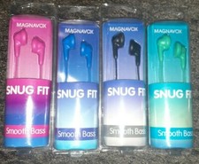 Lot of 4 Magnavox Snug Fit Smooth Bass Headphones Pink/Blue/Black/Turquoise