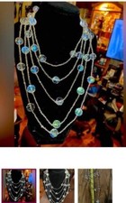 Vintage Aurora Borealis Faceted Lariat Endless Necklace Duo 26" &23" 