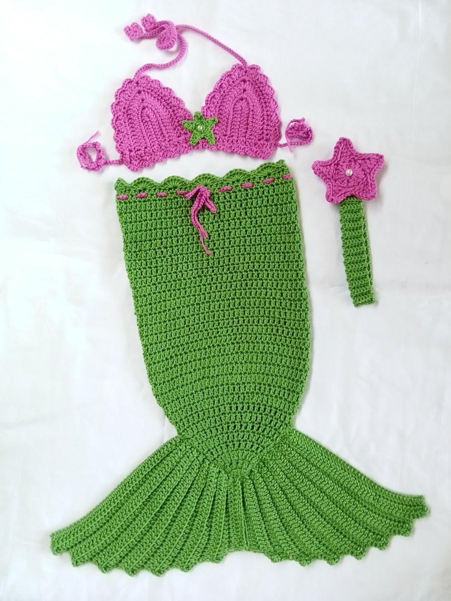 Photo Prop Newborn Costume Crochet Mermaid tail Set of pcs - Main Image