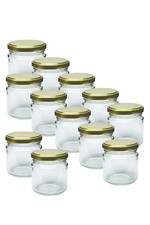 Glass Jar Small 212 ml with Lid - Set of 12 - for Jam Honey Storage Pickling