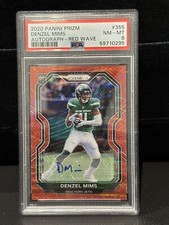 2020 Prizm Denzel Mims Rookie Red Wave Prizm Auto RC #355 PSA 9 Jets #062/149