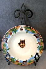 Tienshan Rimmed Soup/Salad Bowl Desert Scene Wolf Cactus Southwest Stoneware