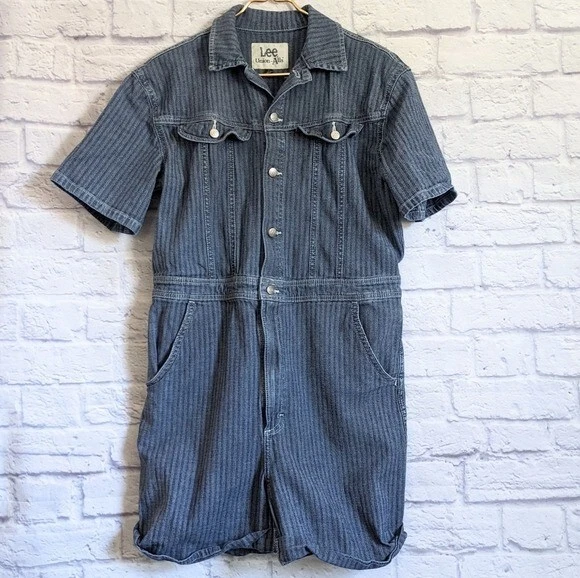 Mono vaquero Lee Union-Alls Denim Mameluco M azul espiga a rayas bohemio Foto 2 de 4