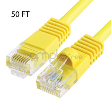 50FT CAT5e Cable Ethernet Lan Network CAT5 RJ45 Patch Cord Internet Yellow NEW