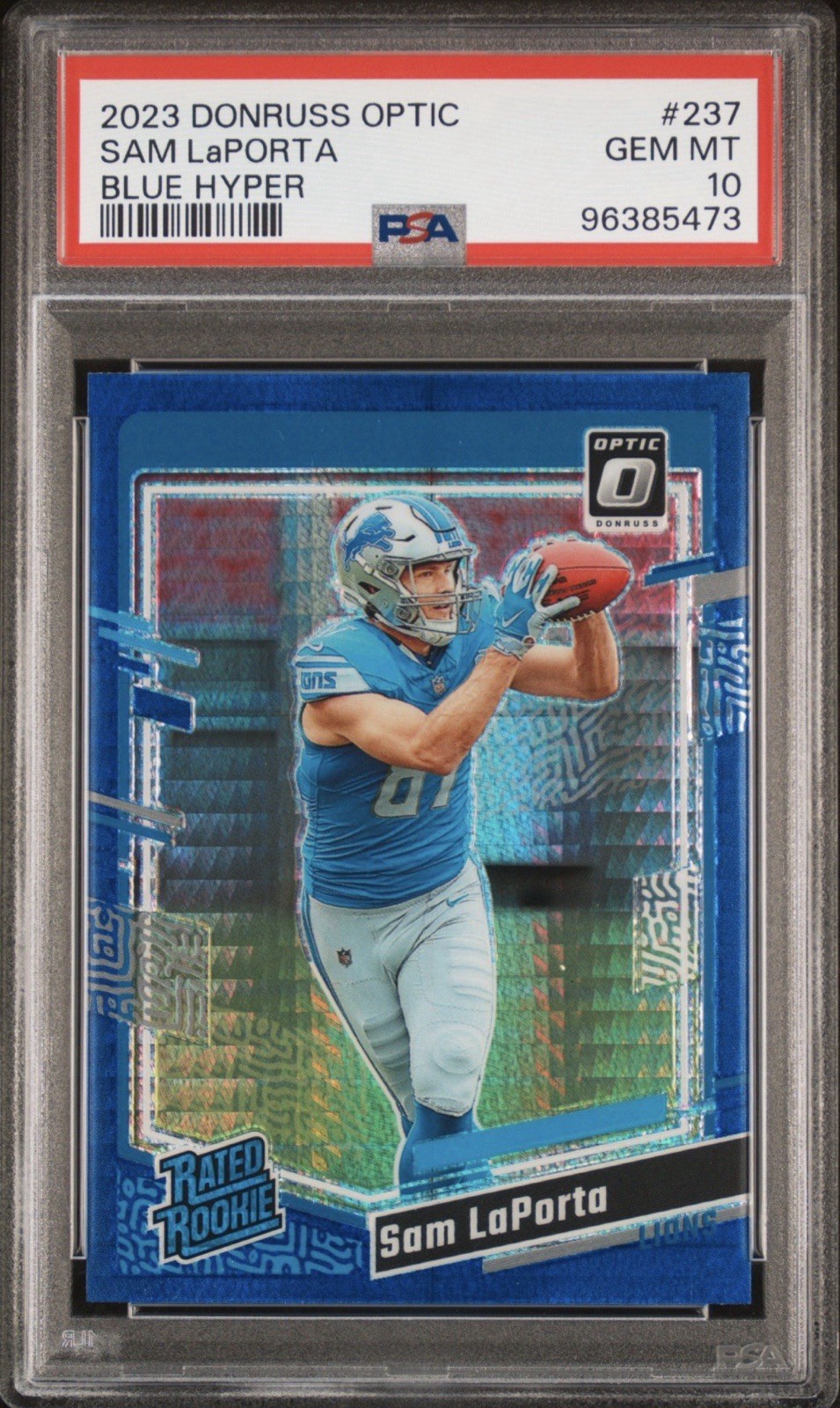 2023 Panini Donruss Optic Sam Laporta #237 PSA 10 Blue Hyper
