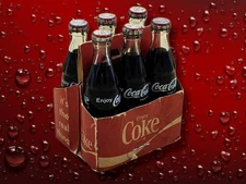 Vintage Replica Miniature Coca-Cola Coke Bottles w/Cardboard Paper Carry Case!