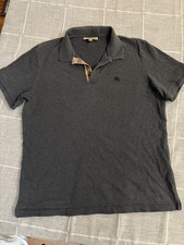 Burberry Men's Polo Shirt Dark Gray XXL 100 Cotton Short Sleeve Collared